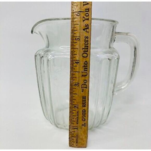 Vintage Anchor Hocking Mayfair Clear Glass Sunflower Open Juice Pitcher 37oz - Picture 12 of 13